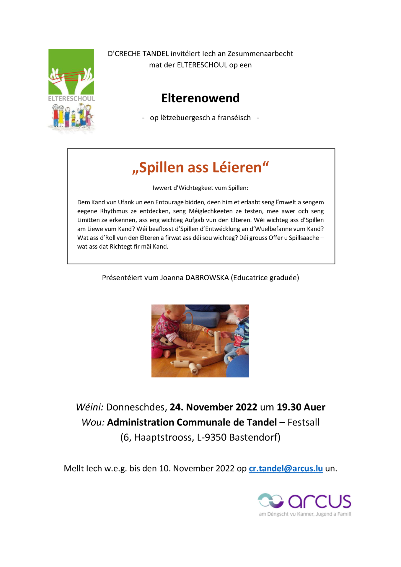 Invitatioun Elterenowend - Annulé!!!