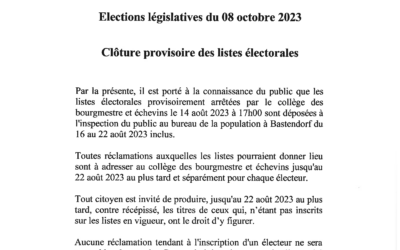 Avis au public – Elections législatives – clôture provisoire des listes électorales