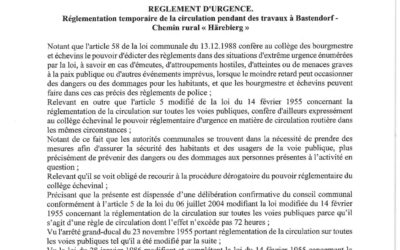 Règlement d’urgence de circulation – chemin rural Härebierg (25.11.2024)