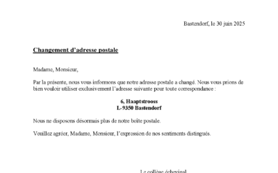 Changement adresse postale