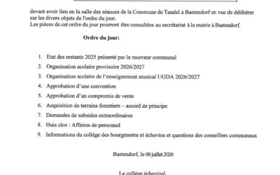 Convocation séance conseil communal du 13.07.2026