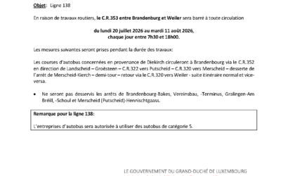Avis de perturbation 2026/656 – CR353 entre Brandenbourg et Weiler