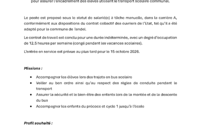 Vacance de poste – Accompagnateur (-trice) de bus scolaire