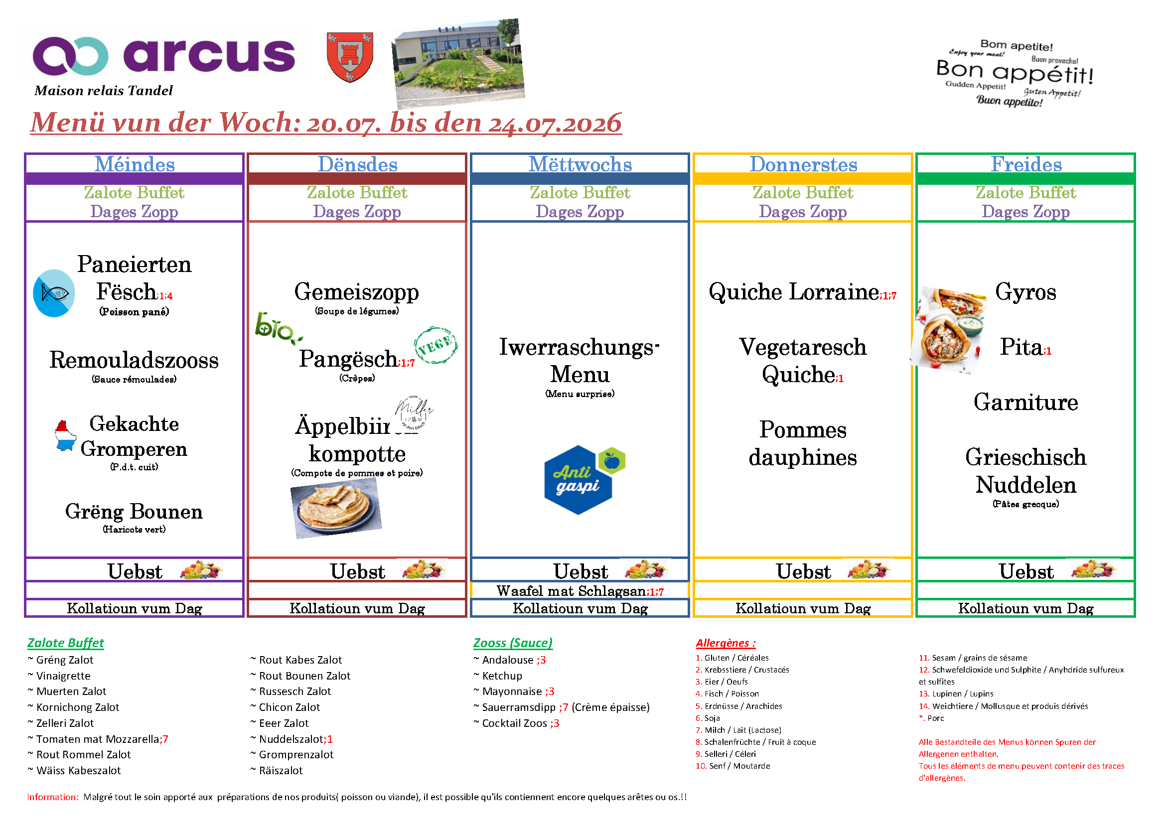Menu de la semaine 30 (20.07.2026-24.07.2026)