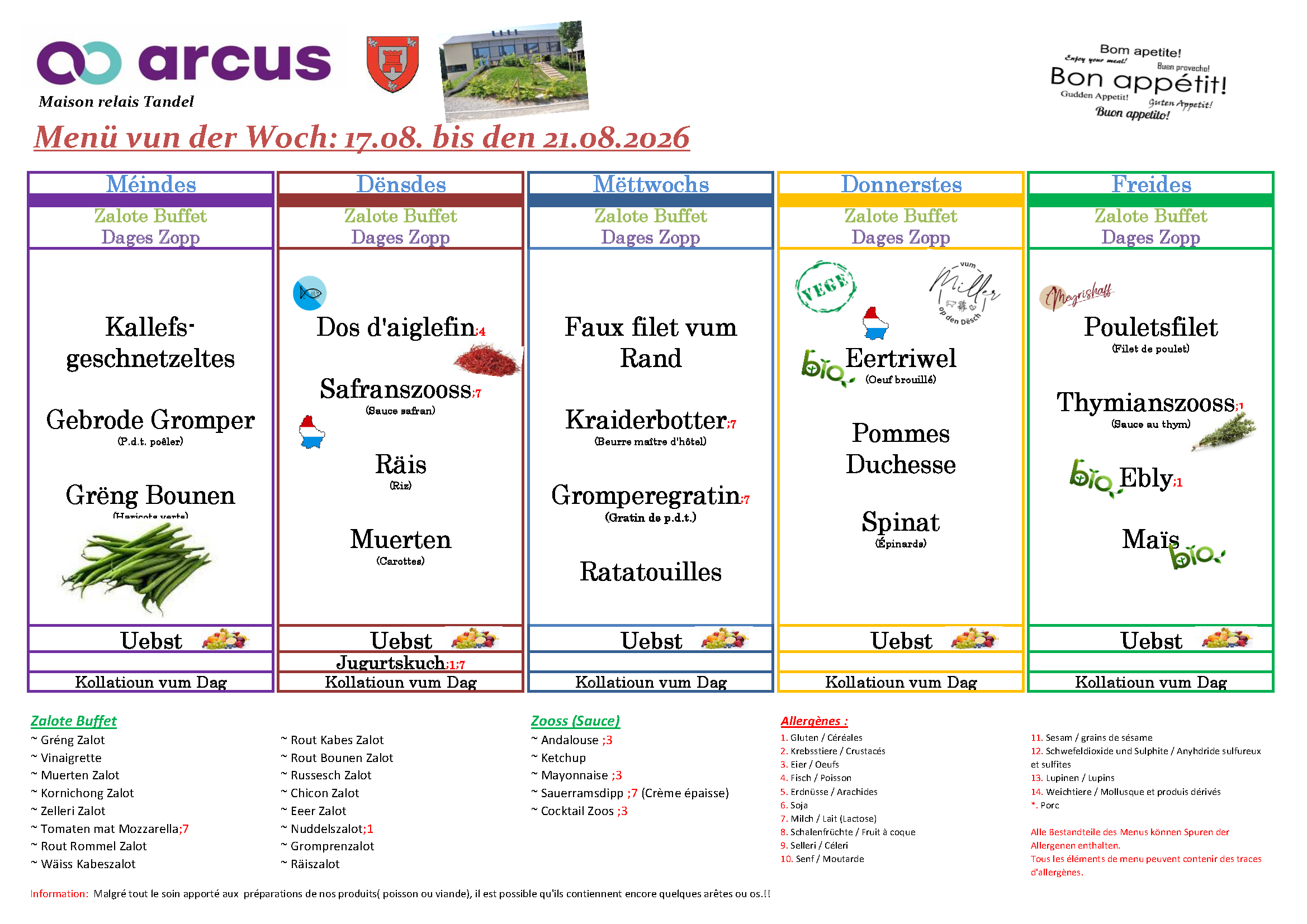 Menu de la semaine 34 (17.08.2026 - 21.08.2026)