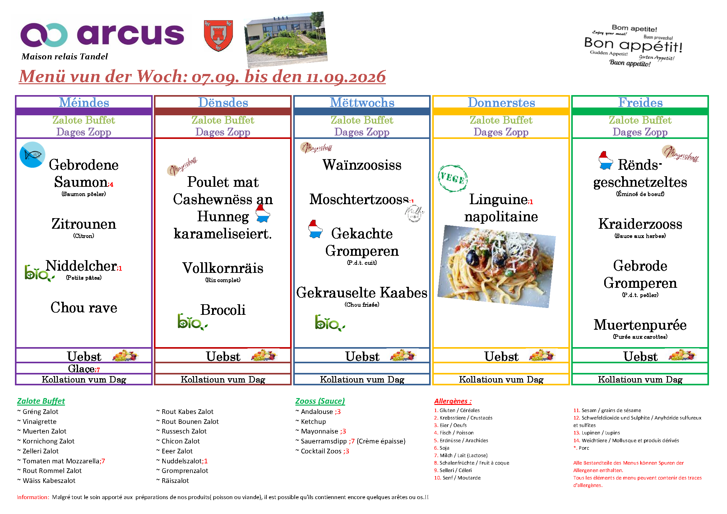 Menu de la semaine 37 (07.09.2026-11.09.2026)