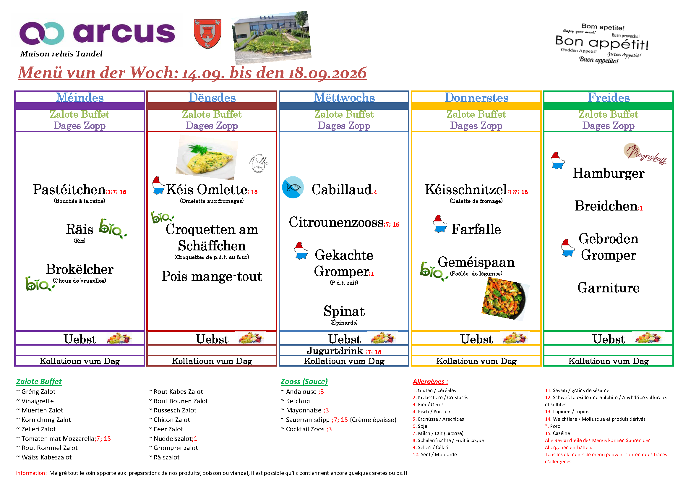 Menu de la semaine 38