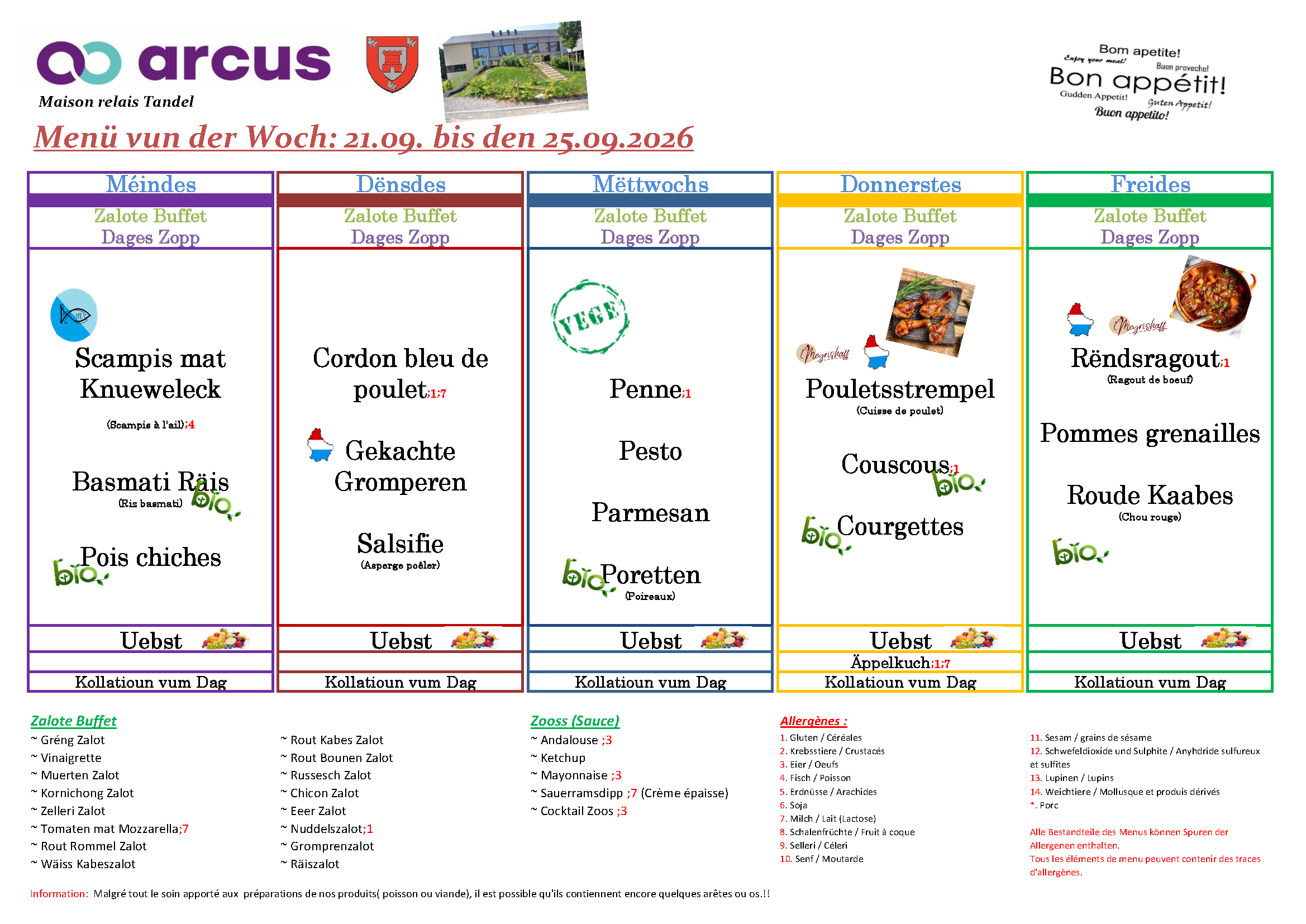 Menu de la semaine 39 (21.09.2026-25.09.2026)