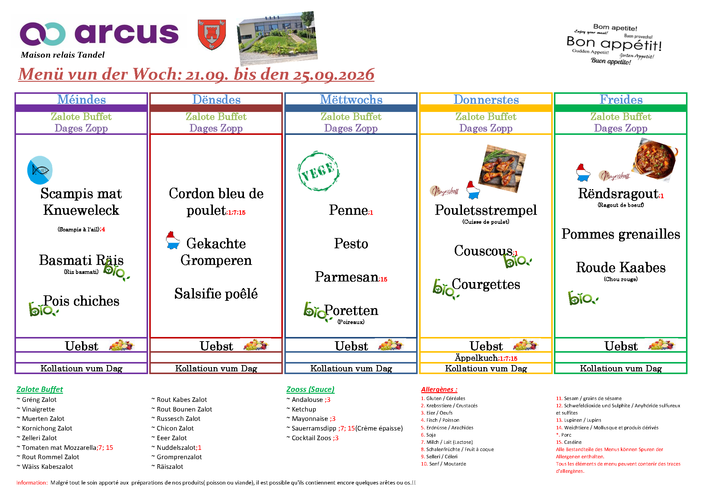 Menu de la semaine 39